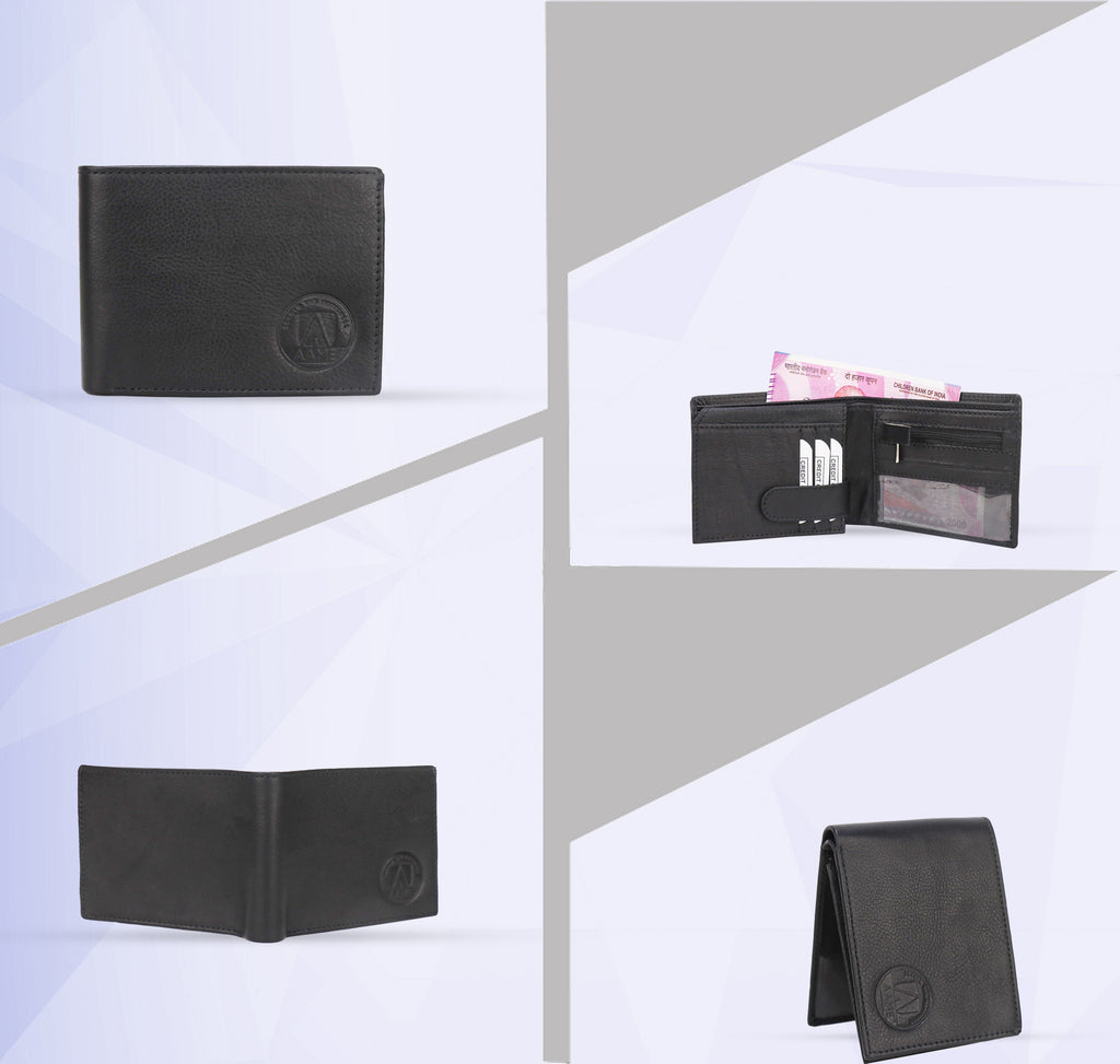 Black Men's Wallet Genuine Leather – Stylish, Compact Billfold with Card Slots