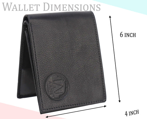 Black Men's Wallet Genuine Leather – Stylish, Compact Billfold with Card Slots