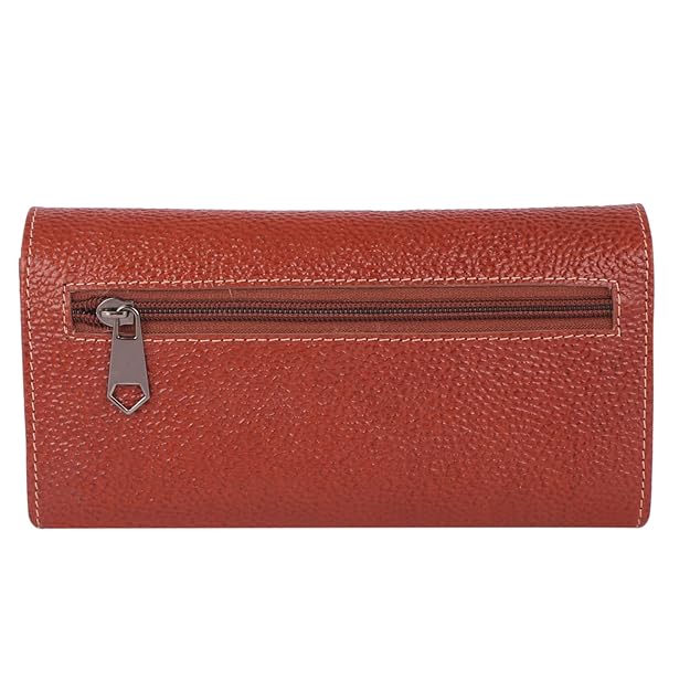 Genuine Leather Foldover Clutch Handbag with Dust Bag for Women