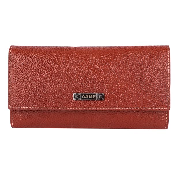 Genuine Leather Foldover Clutch Handbag with Dust Bag for Women