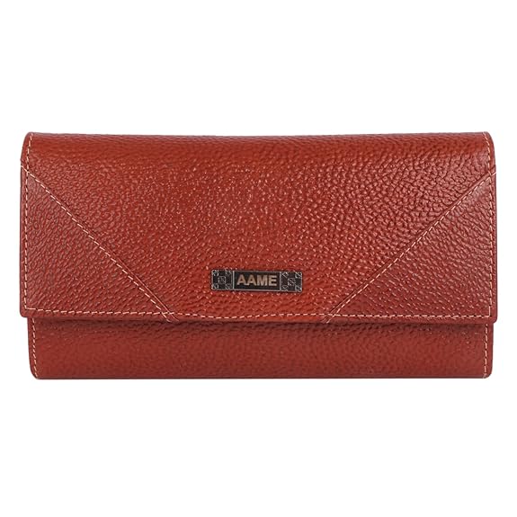 Genuine Leather Foldover Clutch Handbag with Dust Bag for Women