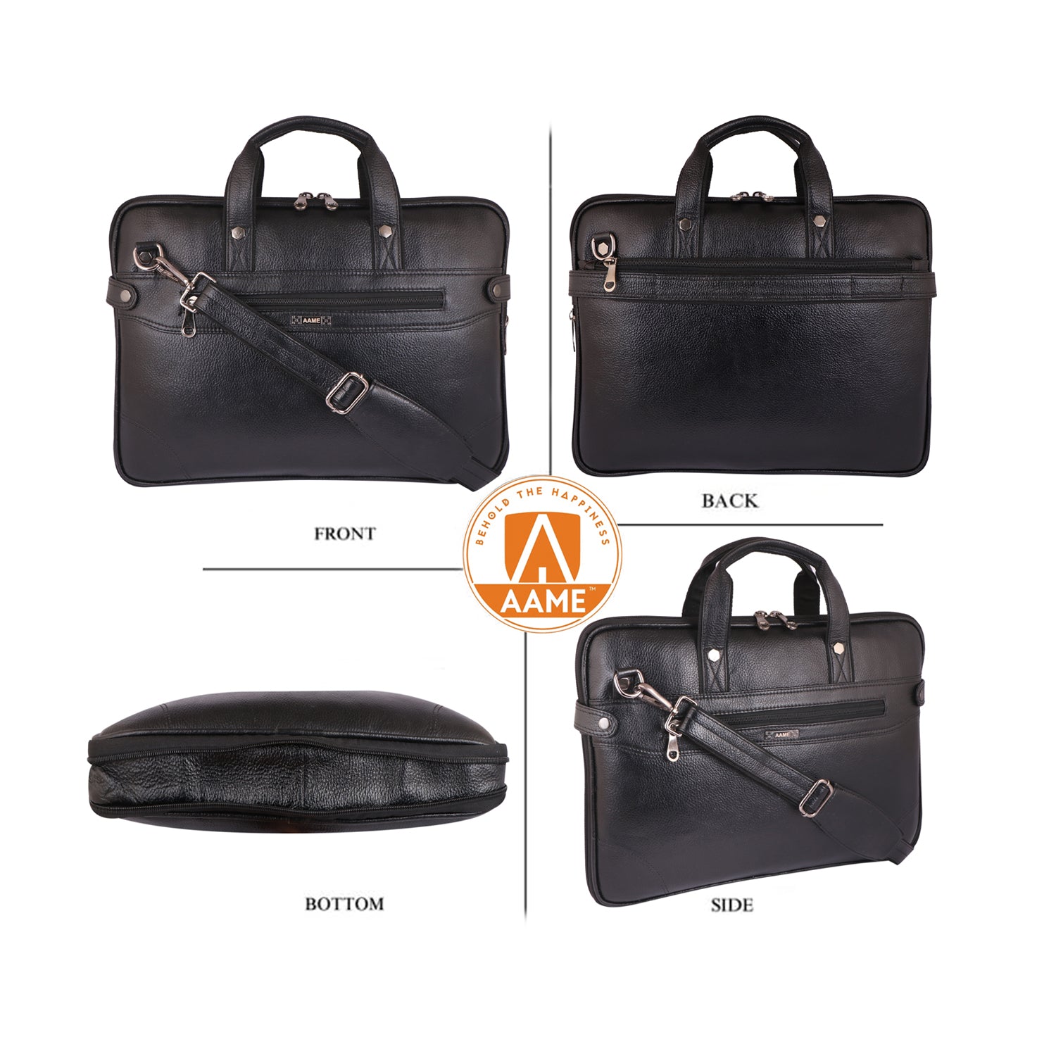 Executive Genuine Leather Laptop Messenger Bag - Slim & Expandable Leather Bag