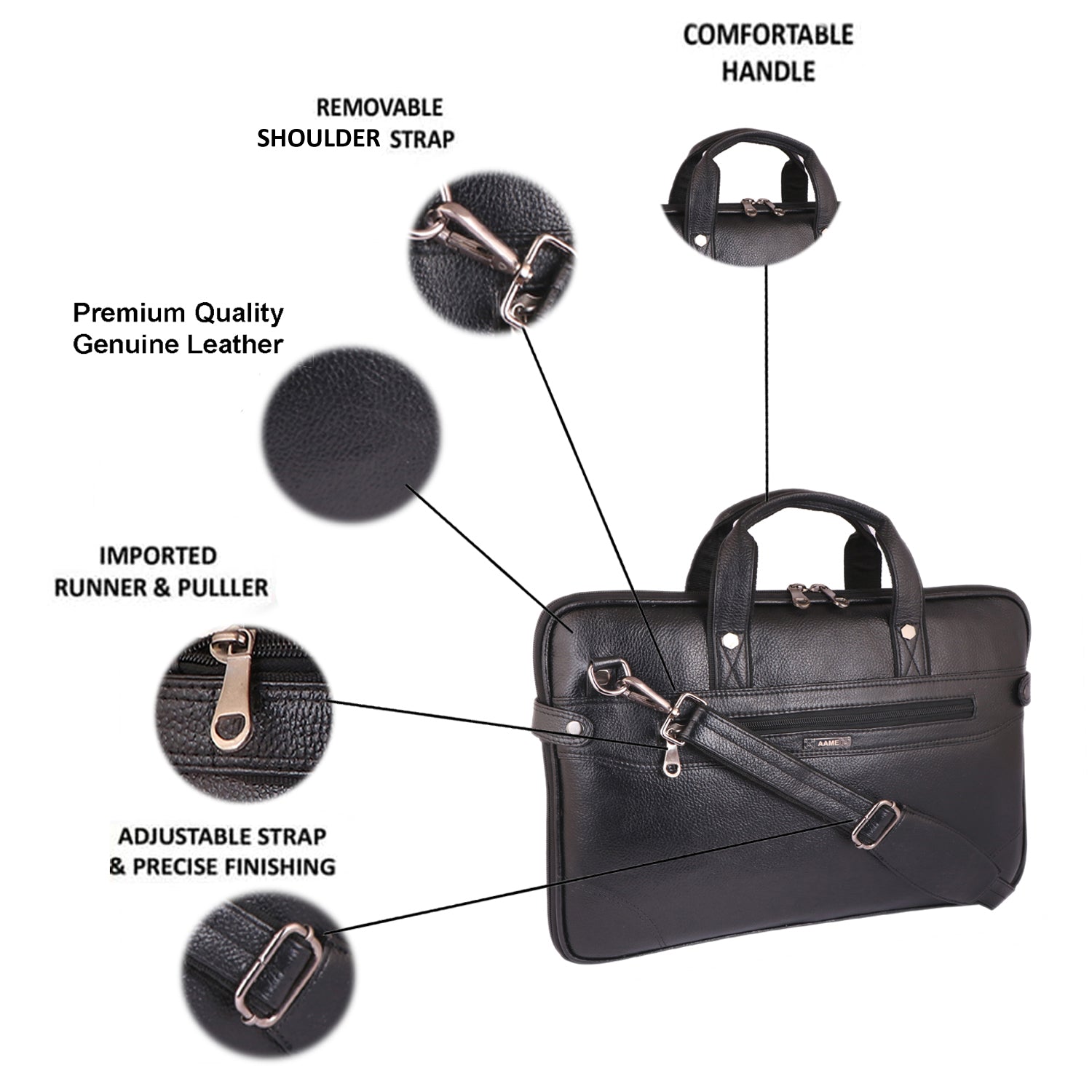 Executive Genuine Leather Laptop Messenger Bag - Slim & Expandable Leather Bag