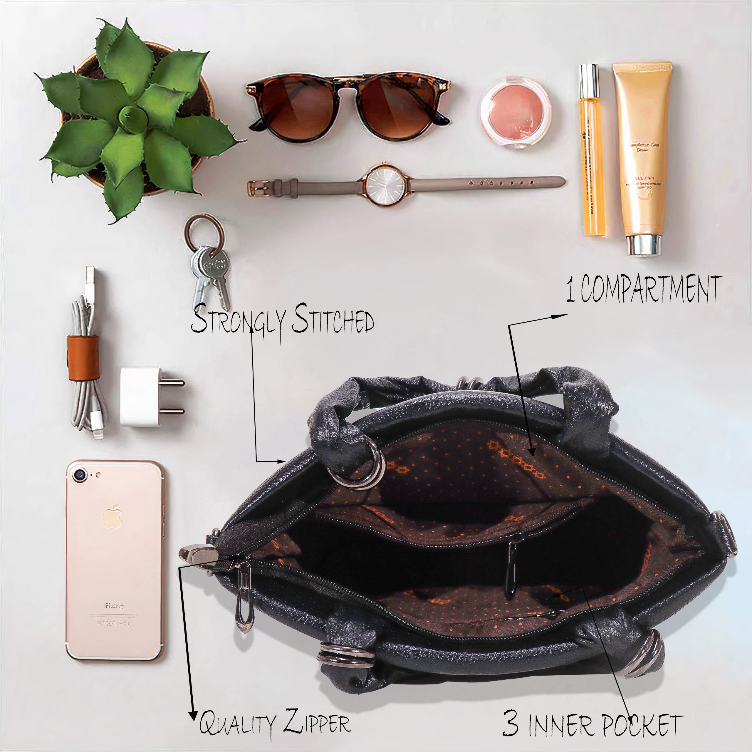 The Chain Reaction Genuine Leather Handbag Purse for Women