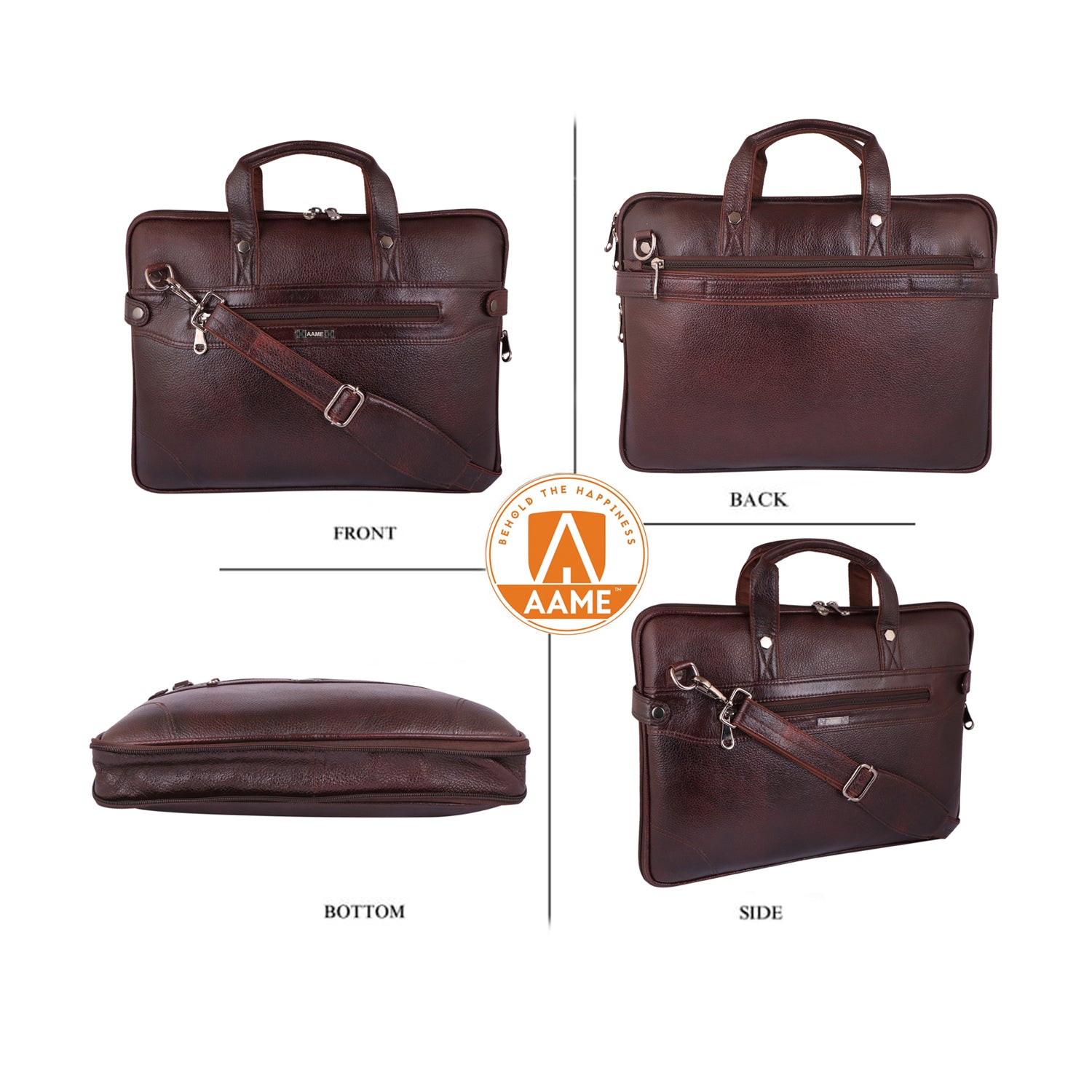 Executive Genuine Leather Laptop Messenger Bag - Slim & Expandable Leather Bag