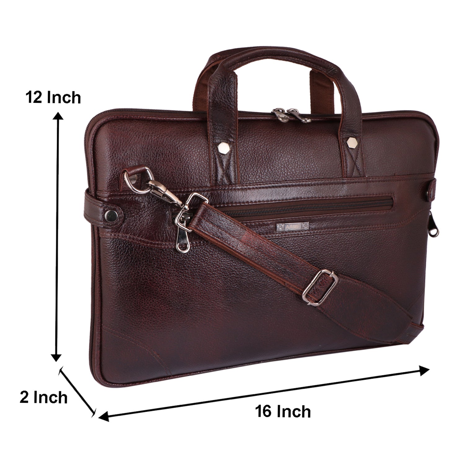 Executive Genuine Leather Laptop Messenger Bag - Slim & Expandable Leather Bag