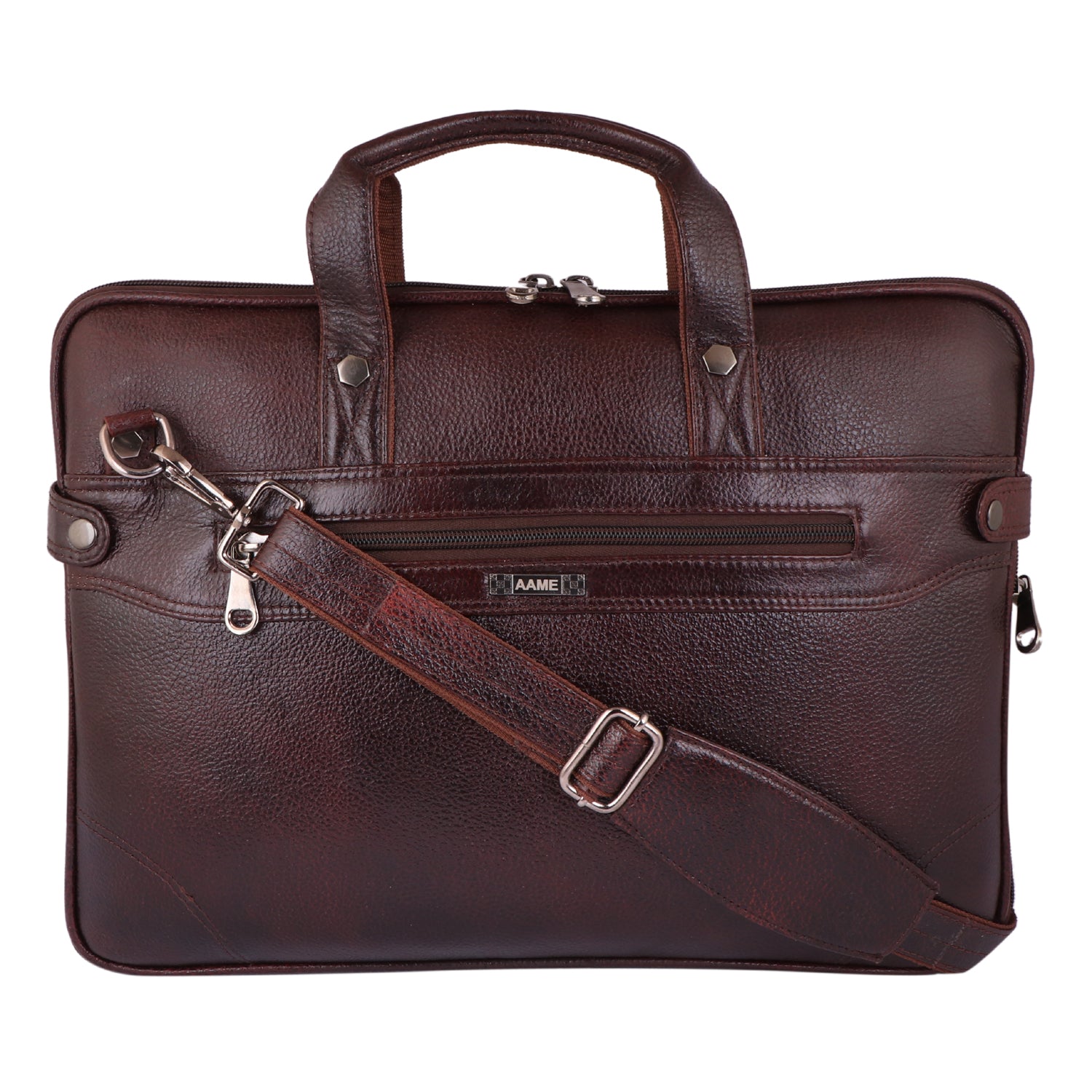 Executive Genuine Leather Laptop Messenger Bag - Slim & Expandable Leather Bag