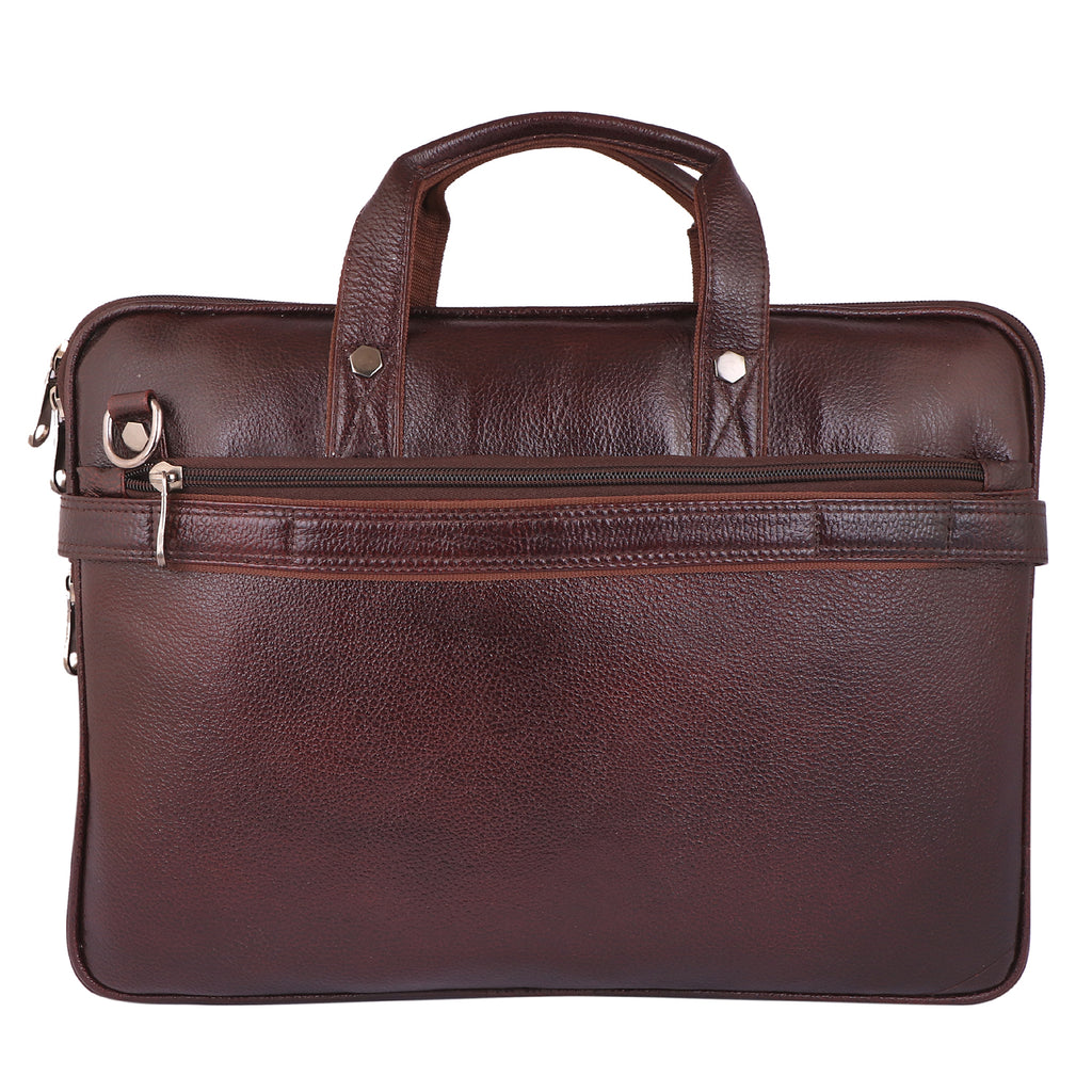 Executive Genuine Leather Laptop Messenger Bag - Slim & Expandable Leather Bag