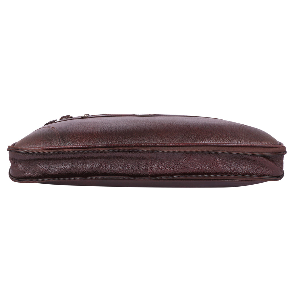 Executive Genuine Leather Laptop Messenger Bag - Slim & Expandable Leather Bag