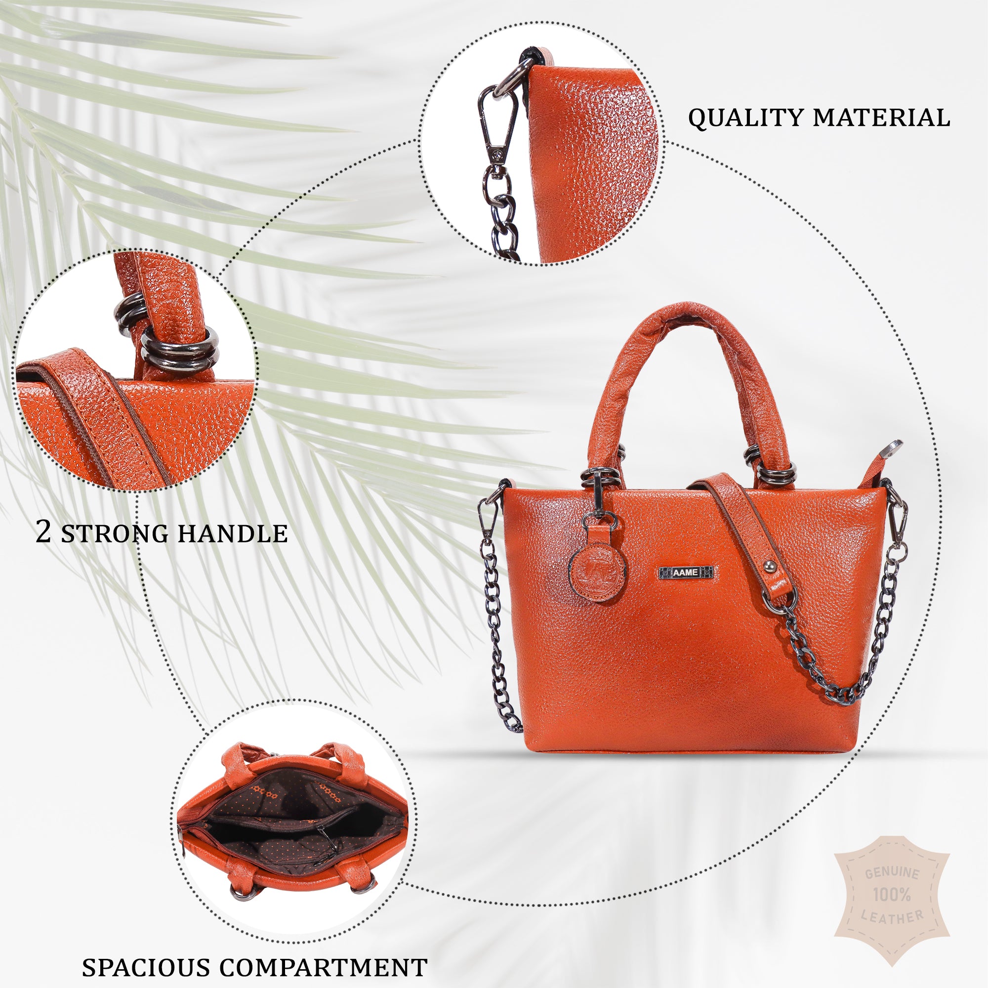 The Chain Reaction Genuine Leather Handbag Purse for Women