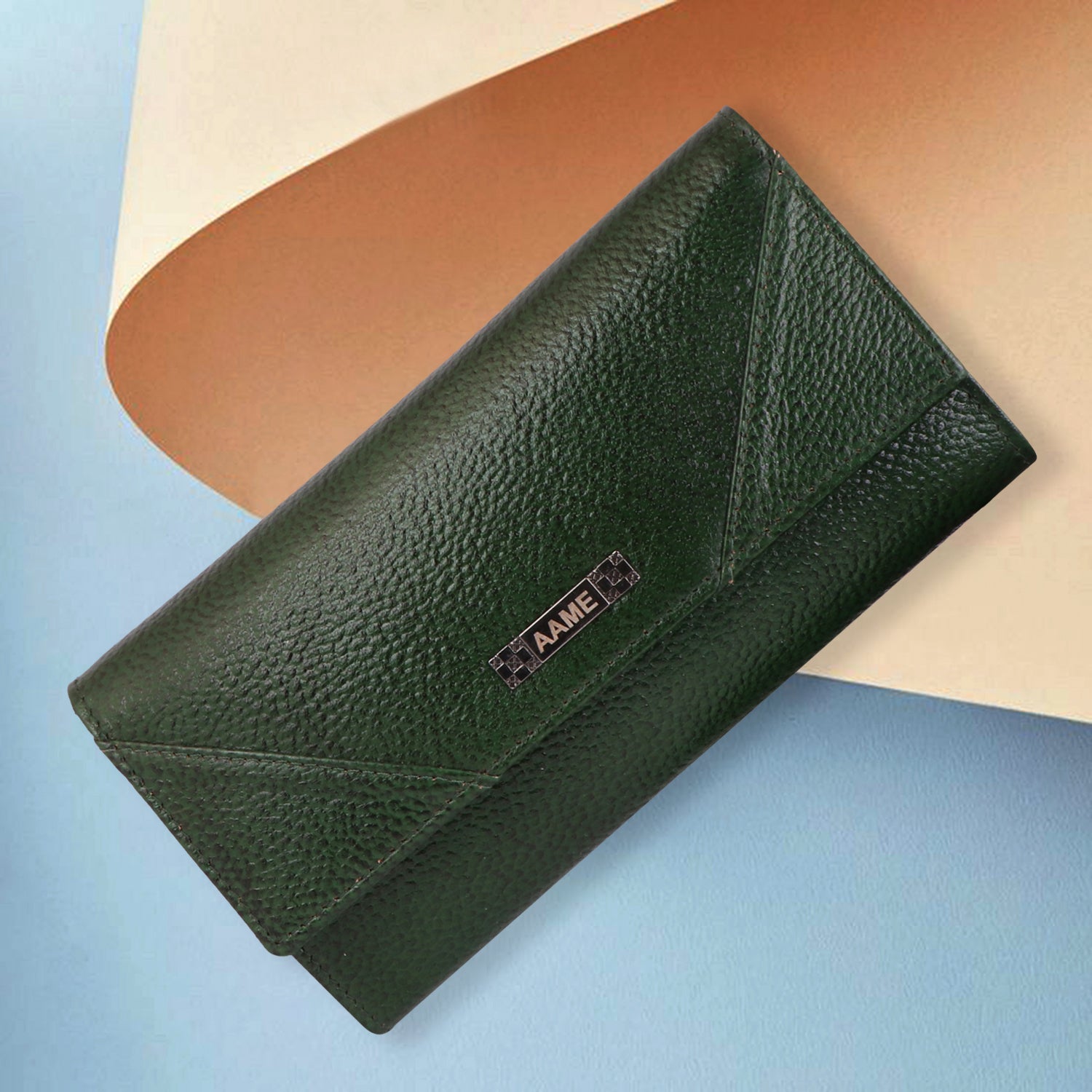 Genuine Leather Fold over Clutch/Wallet Handbag with free Dust Bag for Women