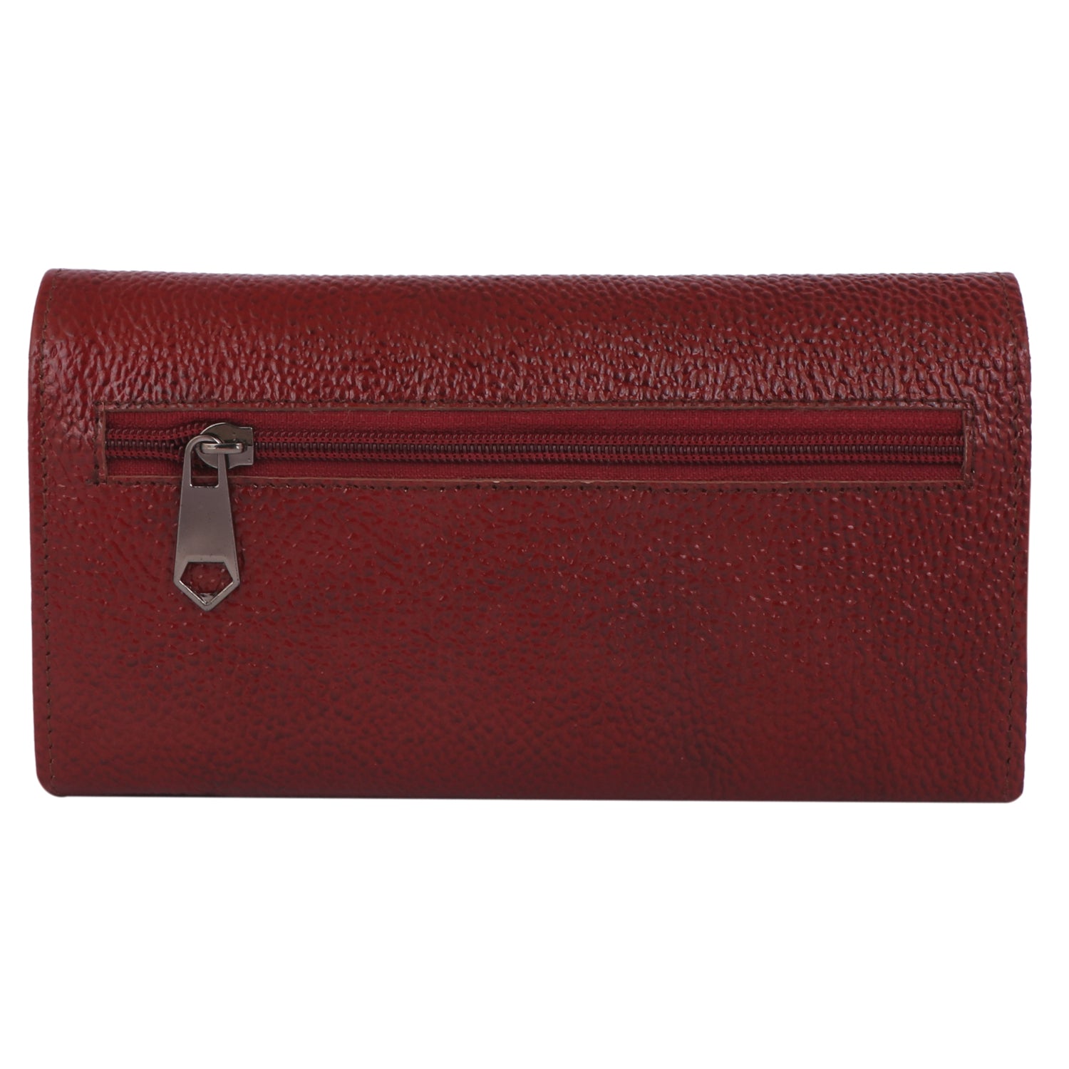 Genuine Leather Foldover Clutch Handbag with Dust Bag for Women