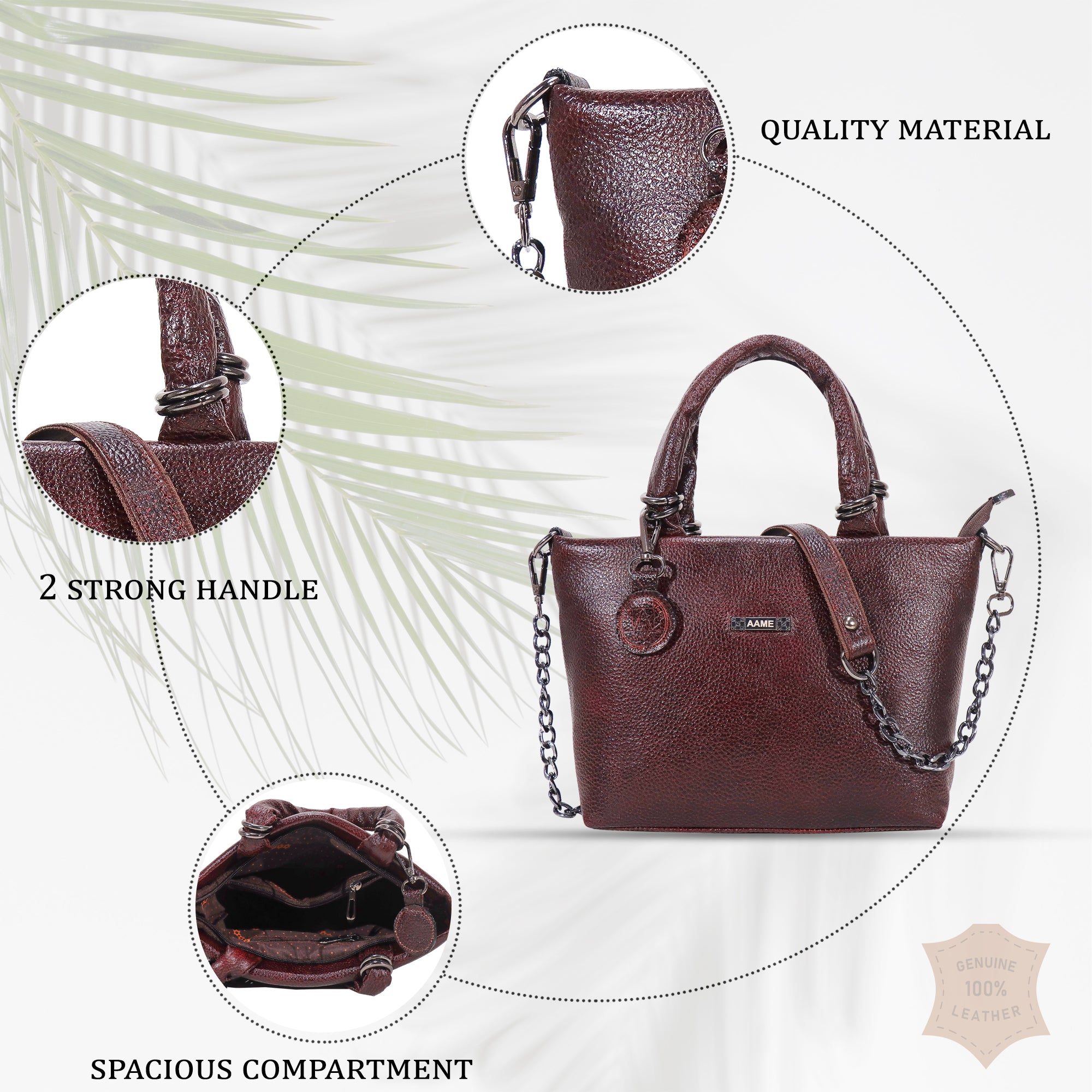 The Chain Reaction Genuine Leather Handbag Purse for Women