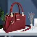 Croc Textured Genuine Leather Satchel Bag with Detachable Strap For Party
