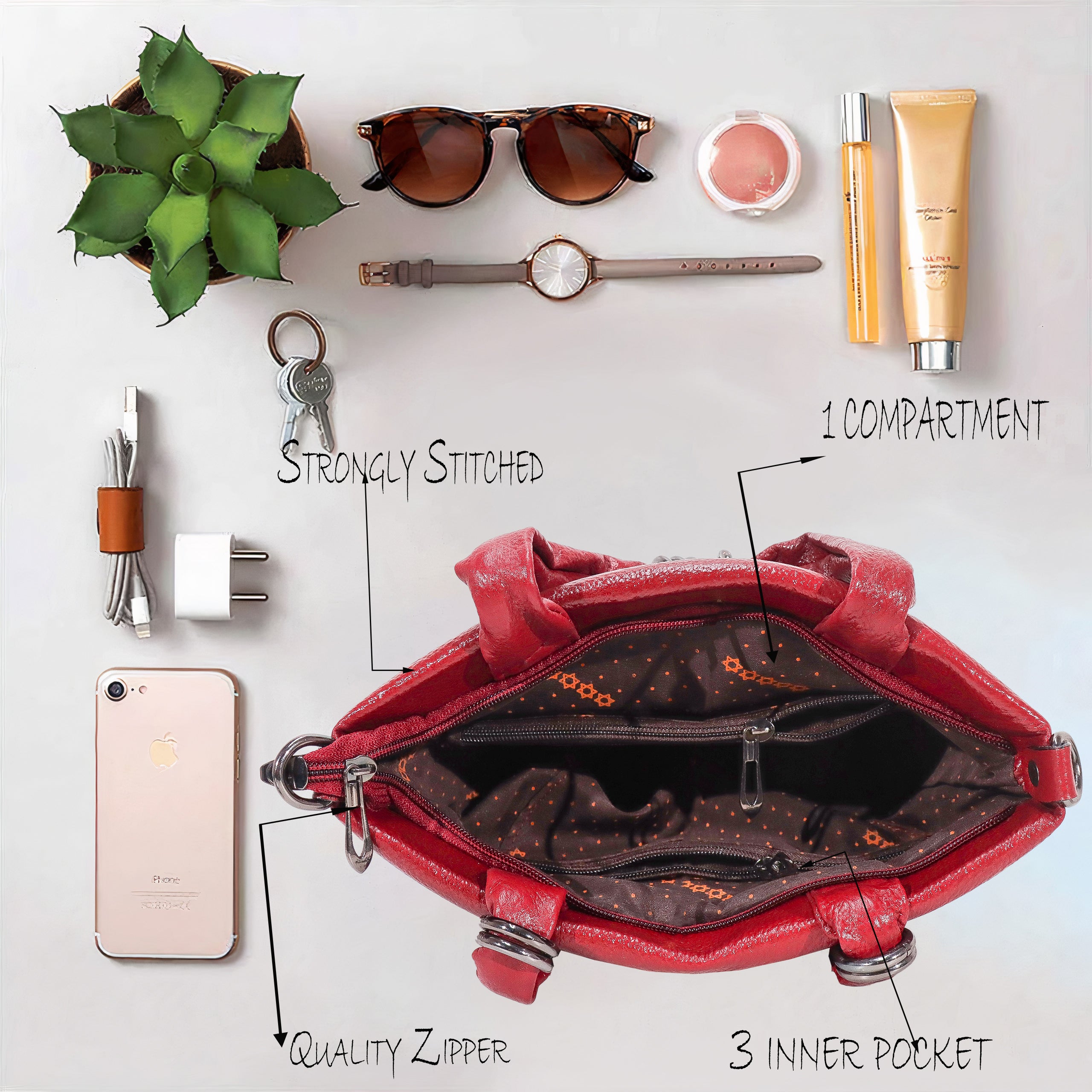 The Chain Reaction Genuine Leather Handbag Purse for Women