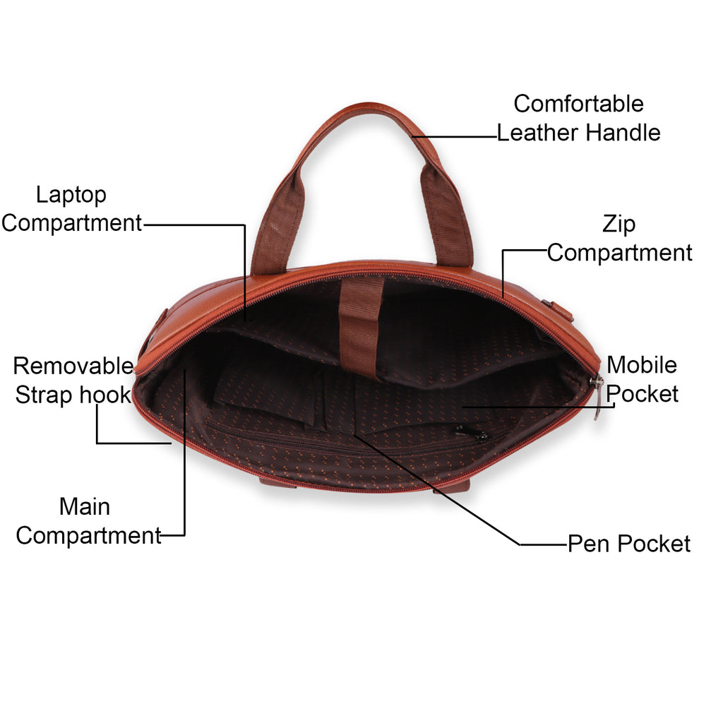 Executive Genuine Leather Laptop Messenger Bag - Slim & Expandable Leather Bag