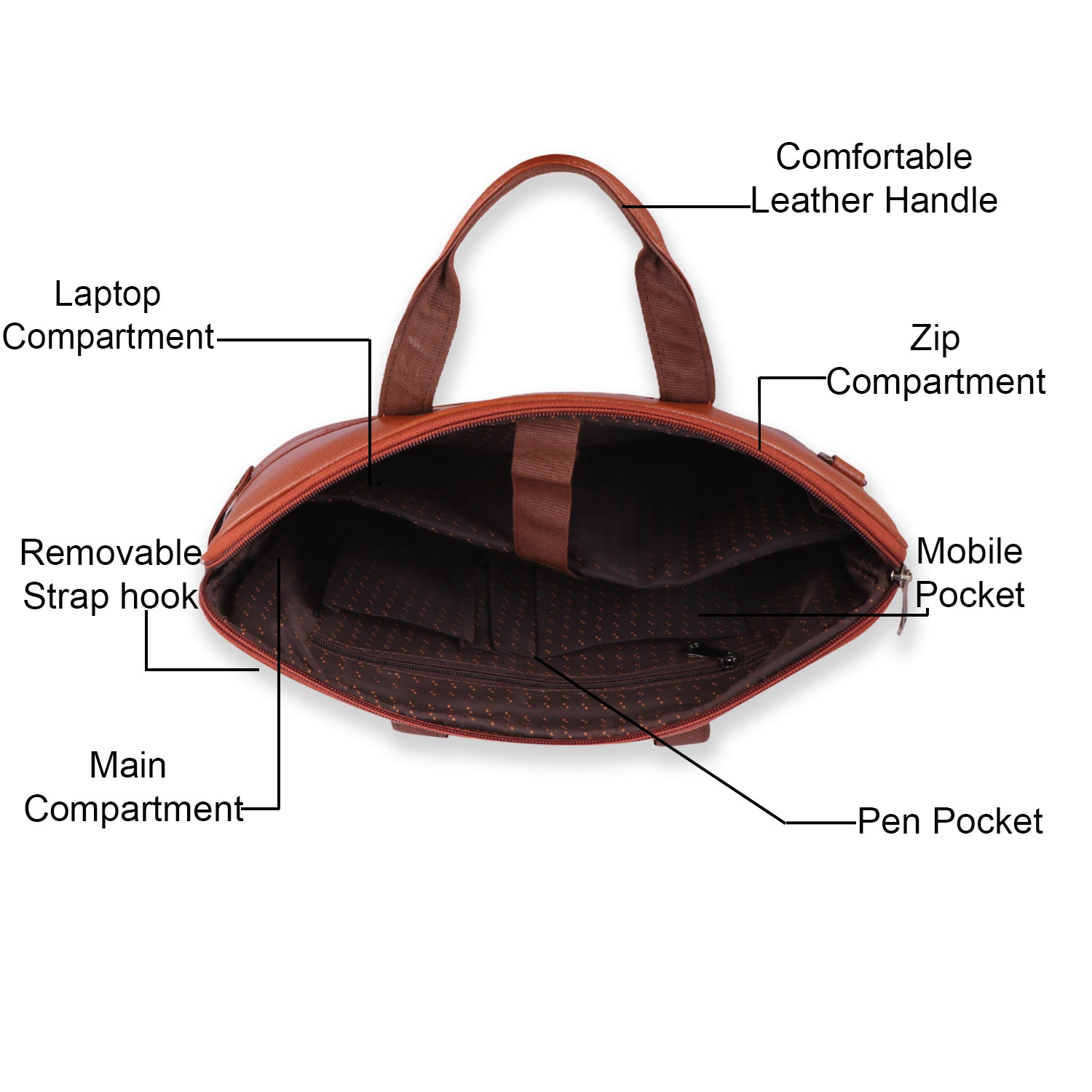 Executive Genuine Leather Laptop Messenger Bag - Slim & Expandable Leather Bag