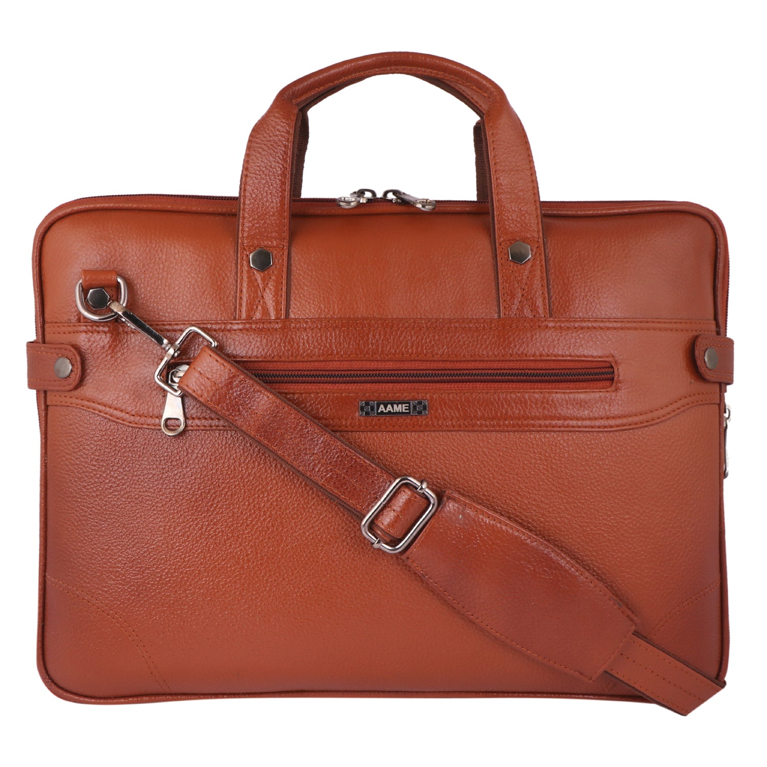 Executive Genuine Leather Laptop Messenger Bag - Slim & Expandable Leather Bag