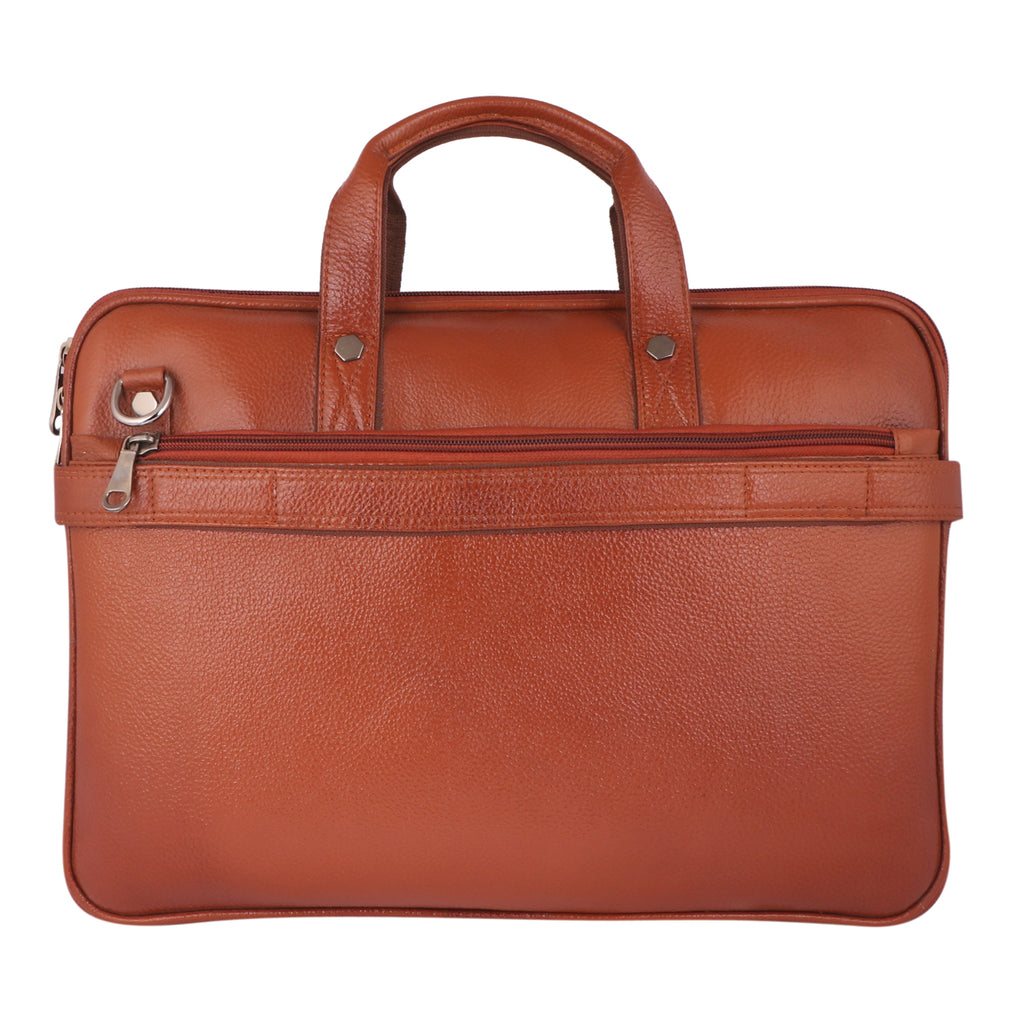Executive Genuine Leather Laptop Messenger Bag - Slim & Expandable Leather Bag